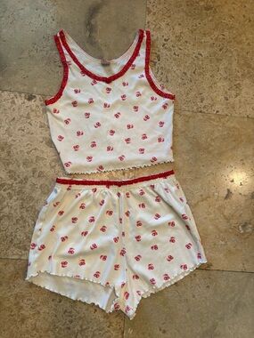 Women’s Red Cherry Print Tank & Short Sleep Set